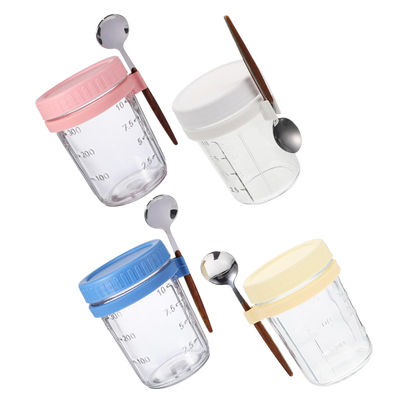 4 Cucchiai Per Tazza Di Fiocchi D'Avena Con Sigillo Barattolo Shaker Per Fiocchi D'Avena Per La Notte Contenitore Bevibile