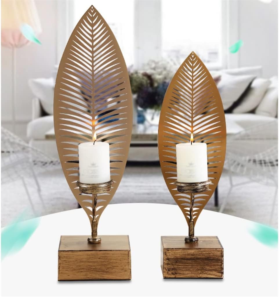 Soft Outfit Retro Candle Table European Style Living Room Porch Decorative Table Metal Ornaments (Color : D, Size : 10 * 38cm) (D 10 * 38cm)