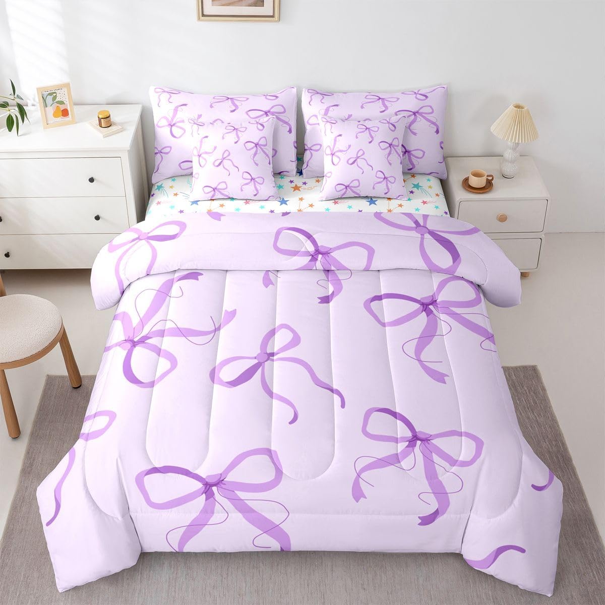 Feelyou Sea Sunset Bedding Set Set Palm Tree Bed in a Bag Summer Ocean Comforter Set Full Size 7 Pieces for Kids Boys Girls Teens Beach Bed Set with Comforter, Sheet Set, Pillowcases, Pillow Covers