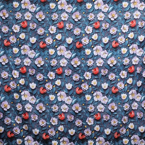 Image of Skyla 7D Bedsheet Double Bed Super King Size with 2 Pillow Covers | Size 108 x 108 Inch | 260 TC Cotton Floral Breathable | Super Soft Printed Bedsheet (Blue Lagoon)
