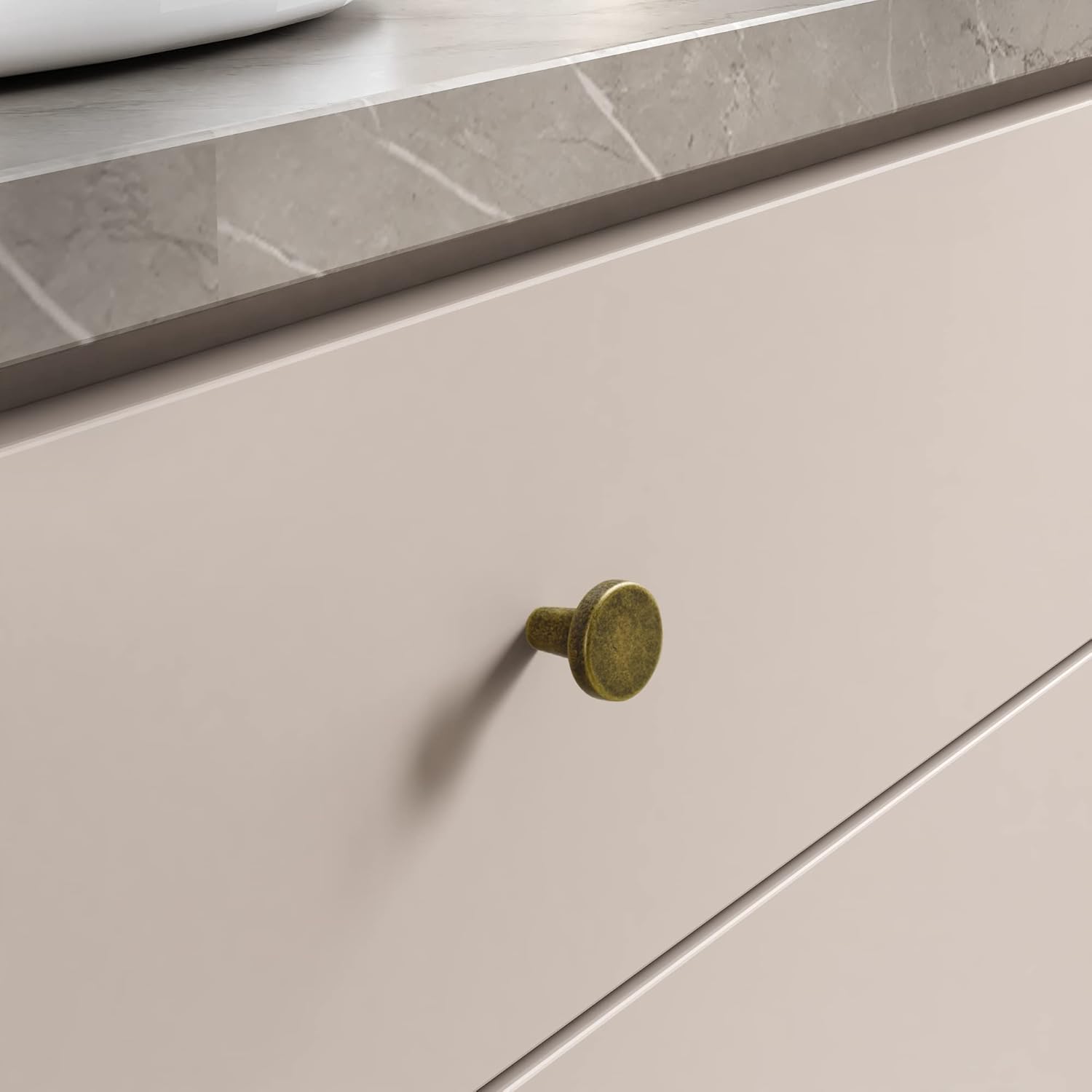 Satanga Cabinet Knobs Kitchen Retro Brass 4 Pack Modern Drawer Handles Single Hole Decorative Hardware Rustic Dresser Pulls for Antique Cupboard Door Farmhouse Furniture Bathroom Pulls Cabinets Knob