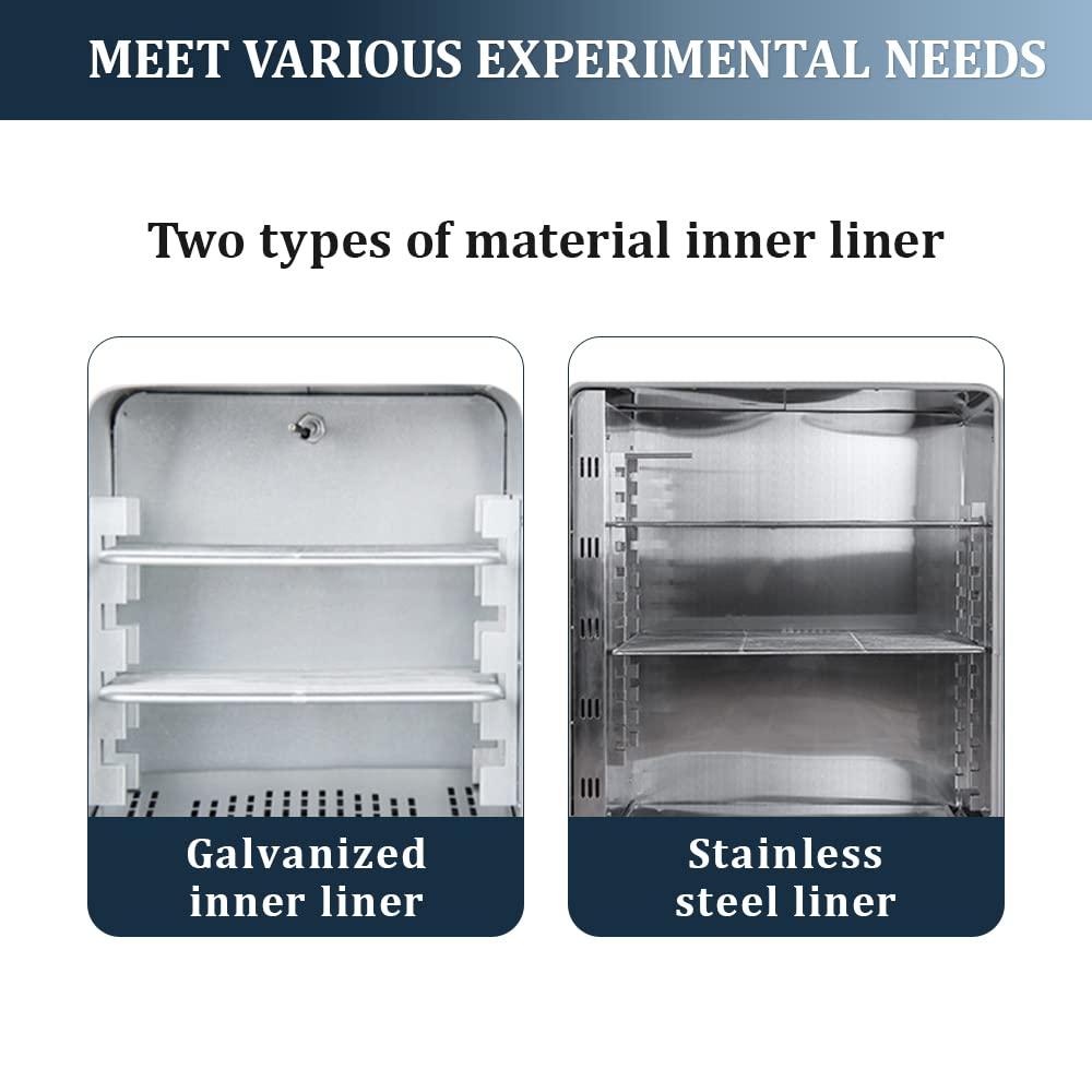 YUEWO 110V 15.6L-210L Blast Drying Oven Laboratory Silent Constant Temperature Stainless Steel Oven Intelligent Digital Display Drying Electromechanical Oven (101-00BS)