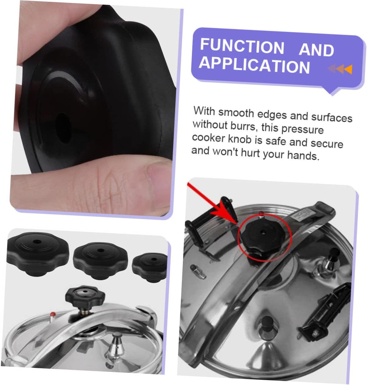 Zerodeko 4Pcs Explosion Pressure Cooker Knobs Slip Plastic Handles for and Installation Compatible with Pan Lids for Kitchen Cookware Use