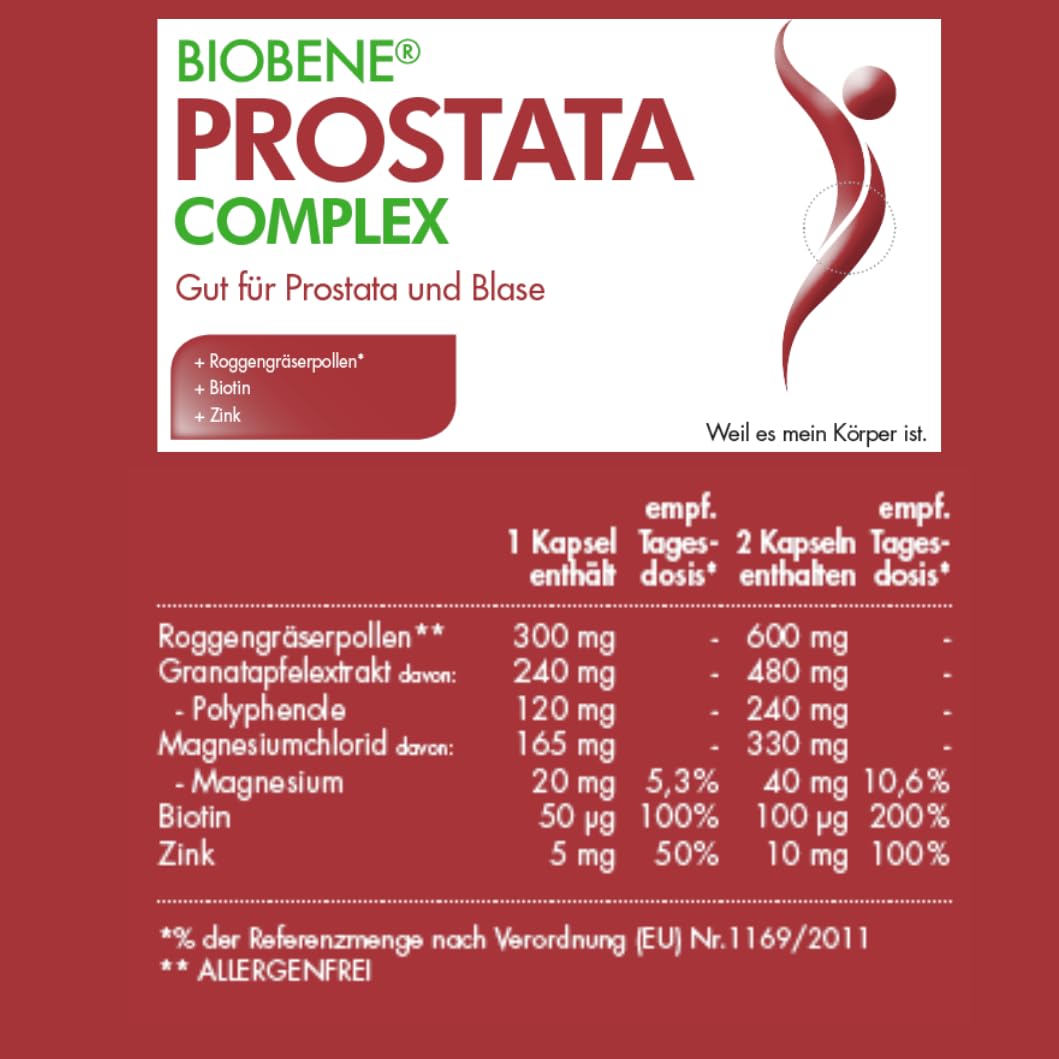 Prostata Complex, Natürliche Unterstützung für Prostata und Blase mit Roggenpollengräserextrakt - 40 Kapseln (1 x 40 Kapseln)