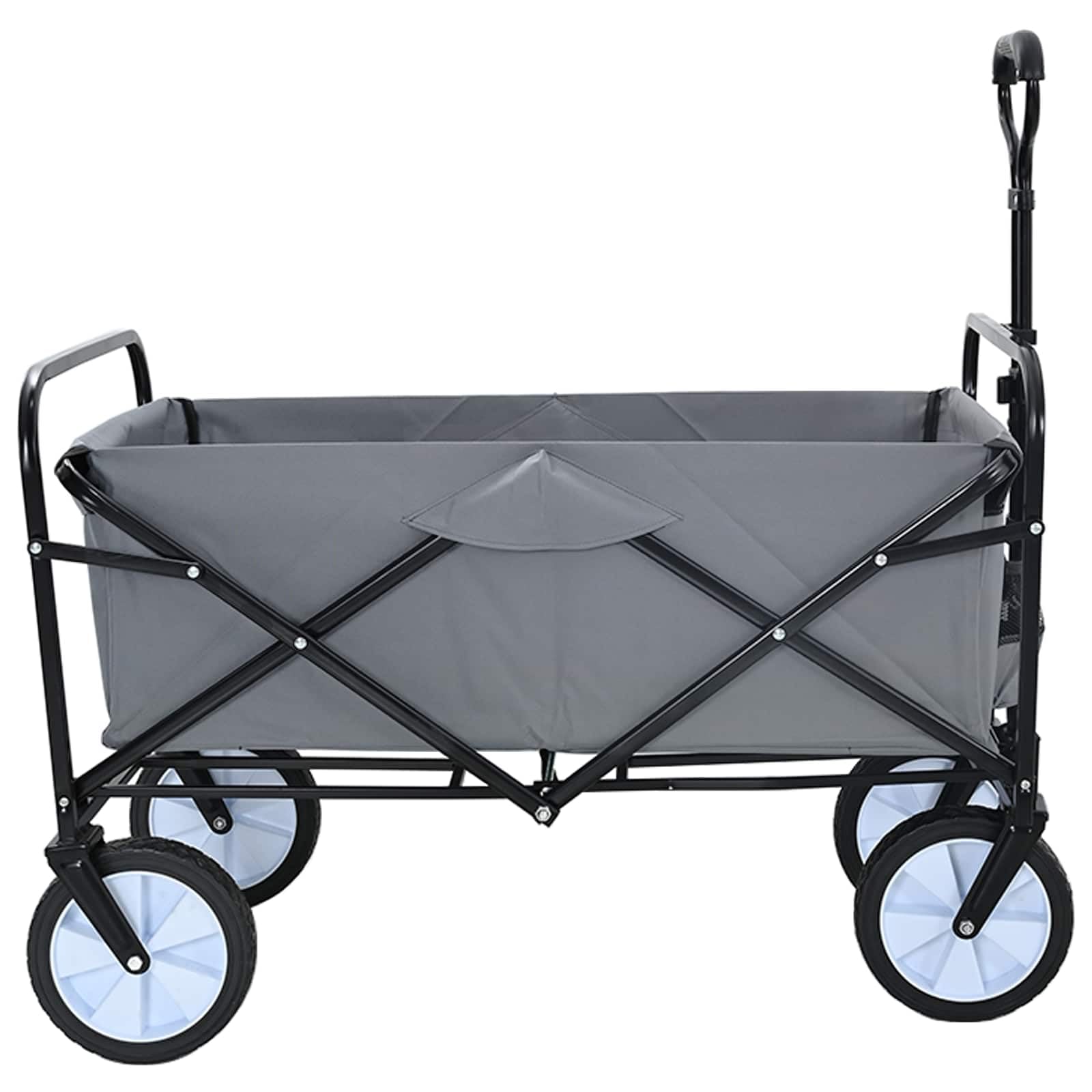 Klapp-Handwagen Grau 94 x 53 x 99 cm Oxford-Stoff mit verstellbarem Griff, stabilem Metallrahmen, leisen 360° Rädern, belastbar bis 200 kg, ideal für Transport, Umzüge, Lager, Garten