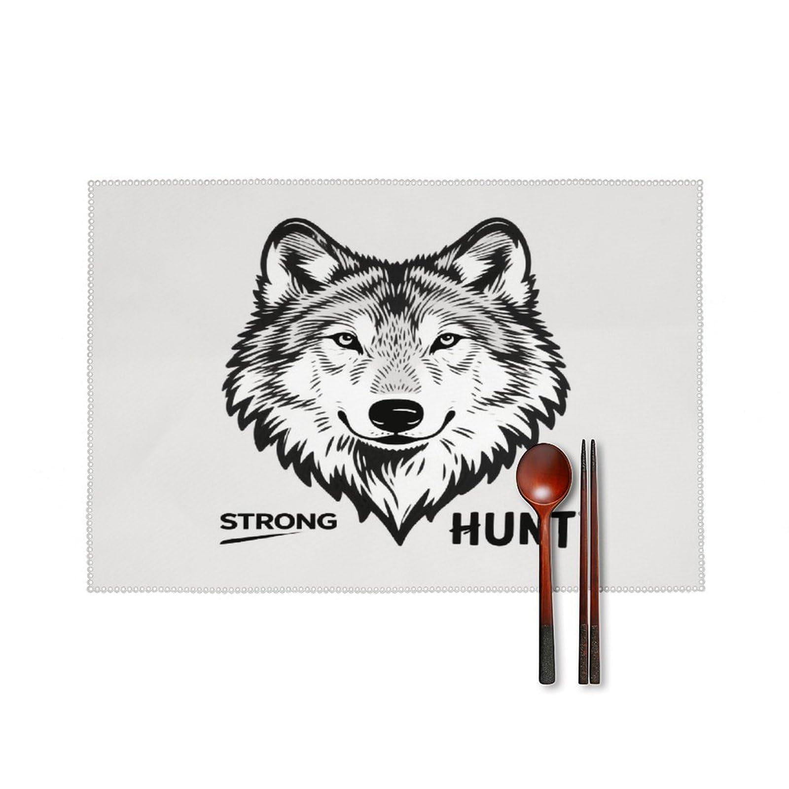 Wolf Placemats Set of 4 Heat Resistant Non-Slip Place Mats for Dining Table Washable Placemat Wipeable Dining Table Mat Canvas Place Mats Dining Table Decor