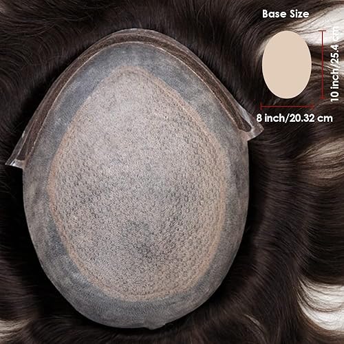 Miniatura 9 de Lordhair Tupé de cabello humano para hombres, piezas de cabello frontal de encaje francés, 0.004 in, piel fina inyectada con encaje de diamante,