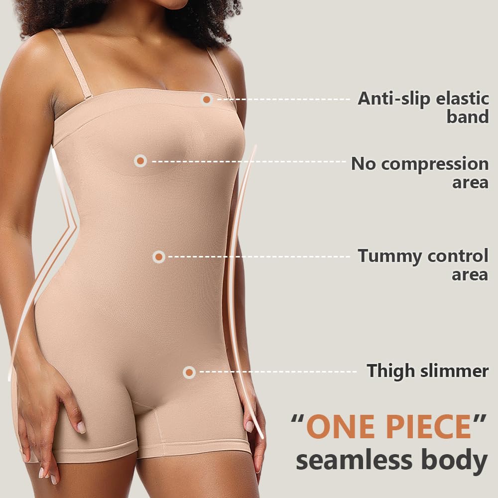YUROUCIO Body Mujer Shapewear Sin Tirantes Reductora Barriga Moldeadora Bodysuit de Tubo Adelgazante Pantalones Body Shaper Control de Abdomen Faja Bandeau Colombianas Shorts Corsé Sin Costuras