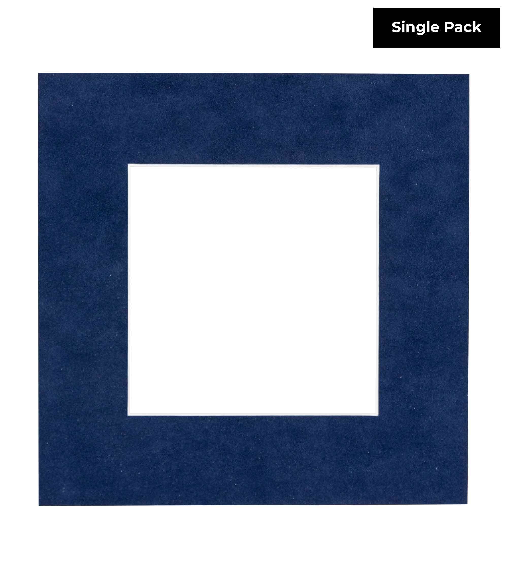 CountryArtHouse Navy Blue Suede Acid Free 13x13 Square Picture Frame Mat with White Core Bevel Cut for 9x9 Pictures - Fits 13x13 Frame - Pack of 1 Matboard Show Kit with Acid Free Backing & Clear Bag