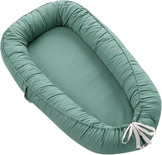 Lzhuanmi Organic Cotton Baby Lounger Cover for Newborns - Reversible, Breathable, Adjustable Portable Infant Nest 0-24 Months