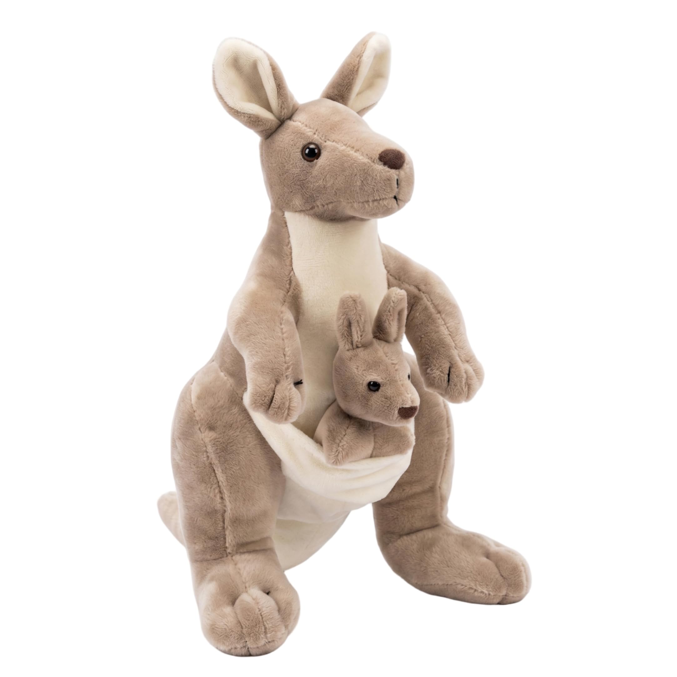 AwnsIMfreien Kangaroo Plush, Kangaroo Stuffed Animal, Mother & Baby Plush Toy - Light Gray, 11.02 Inches, Stuffed Animal