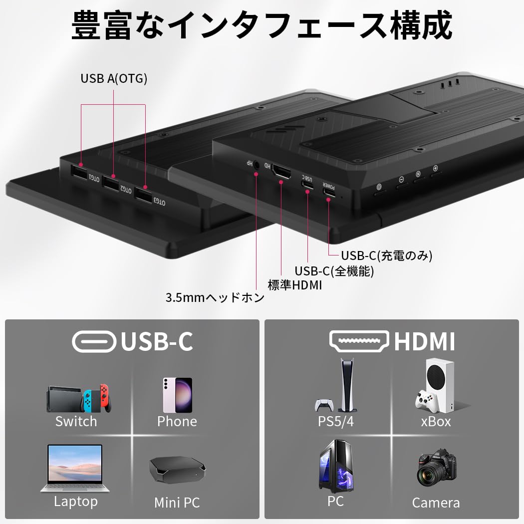 Cuview モバイルモニター タッチ 10.8インチFHD 1920x1080 Amazon.co.jp: モバイルモニター Viewturbo モバイルディスプレイ