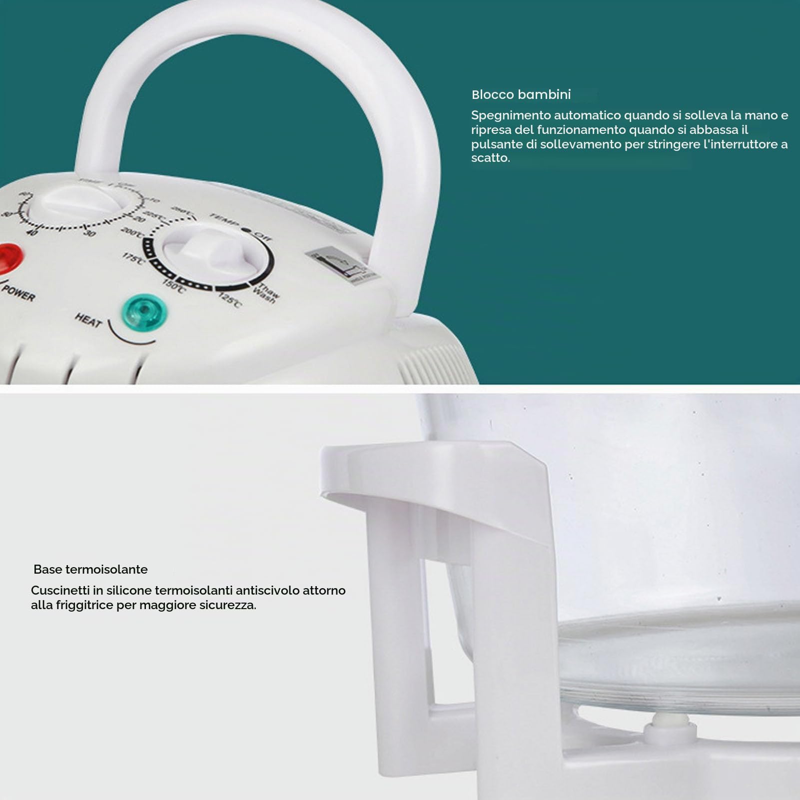 Friggitrice Ad Aria in Vetro, Friggitrice per Alimenti Senza Olio Visibile a 360 Gradi, Friggitrice Elettrica da 12 Litri con Funzione di Scongelamento, 1200-1400 W, Temperatura