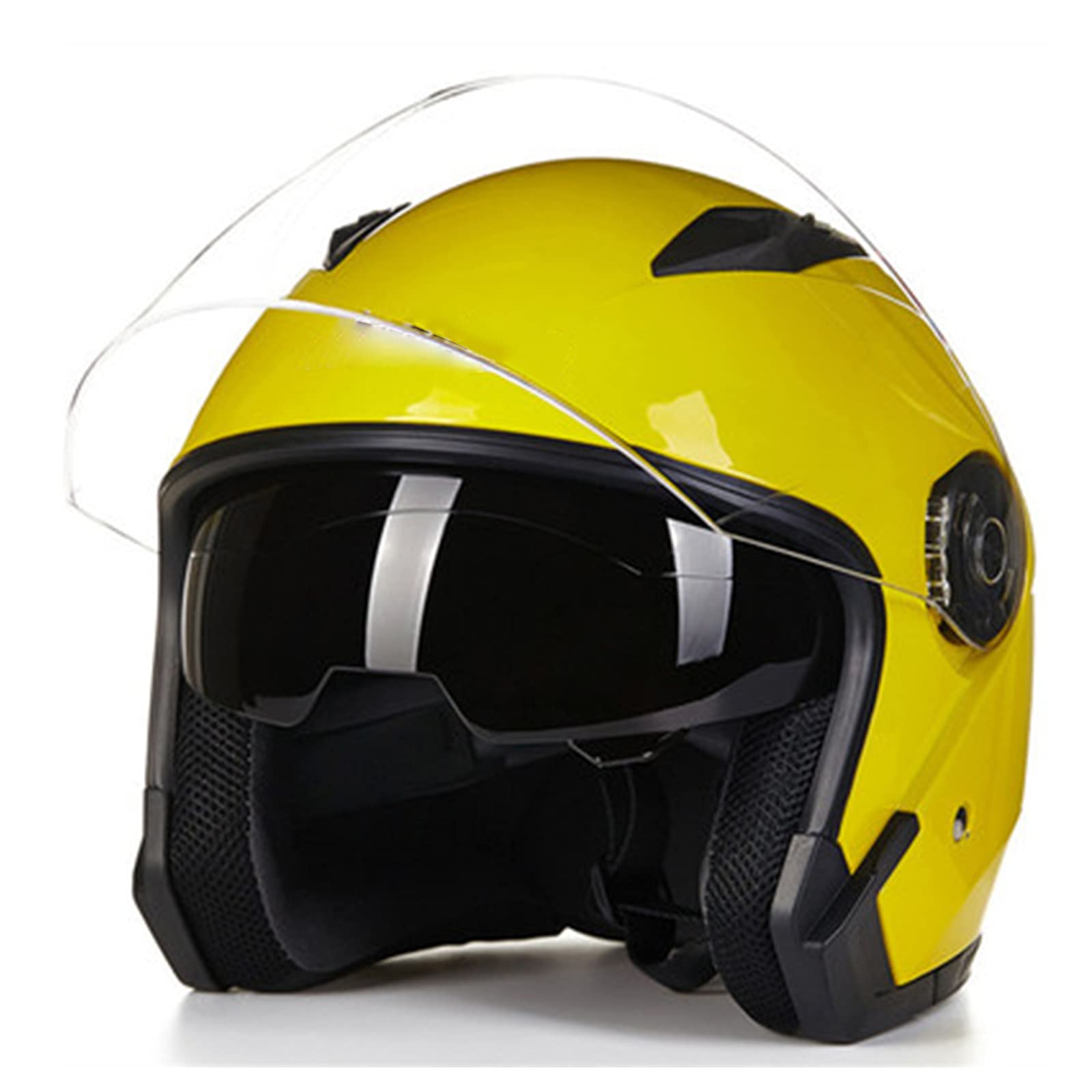 Casco Moto Jet Modulare 3/4 Retrò – ABS, Aperto, Anti-Collisione – Taglia XXL (60-61cm) – Colore Giallo – Uomo/Donna - 4