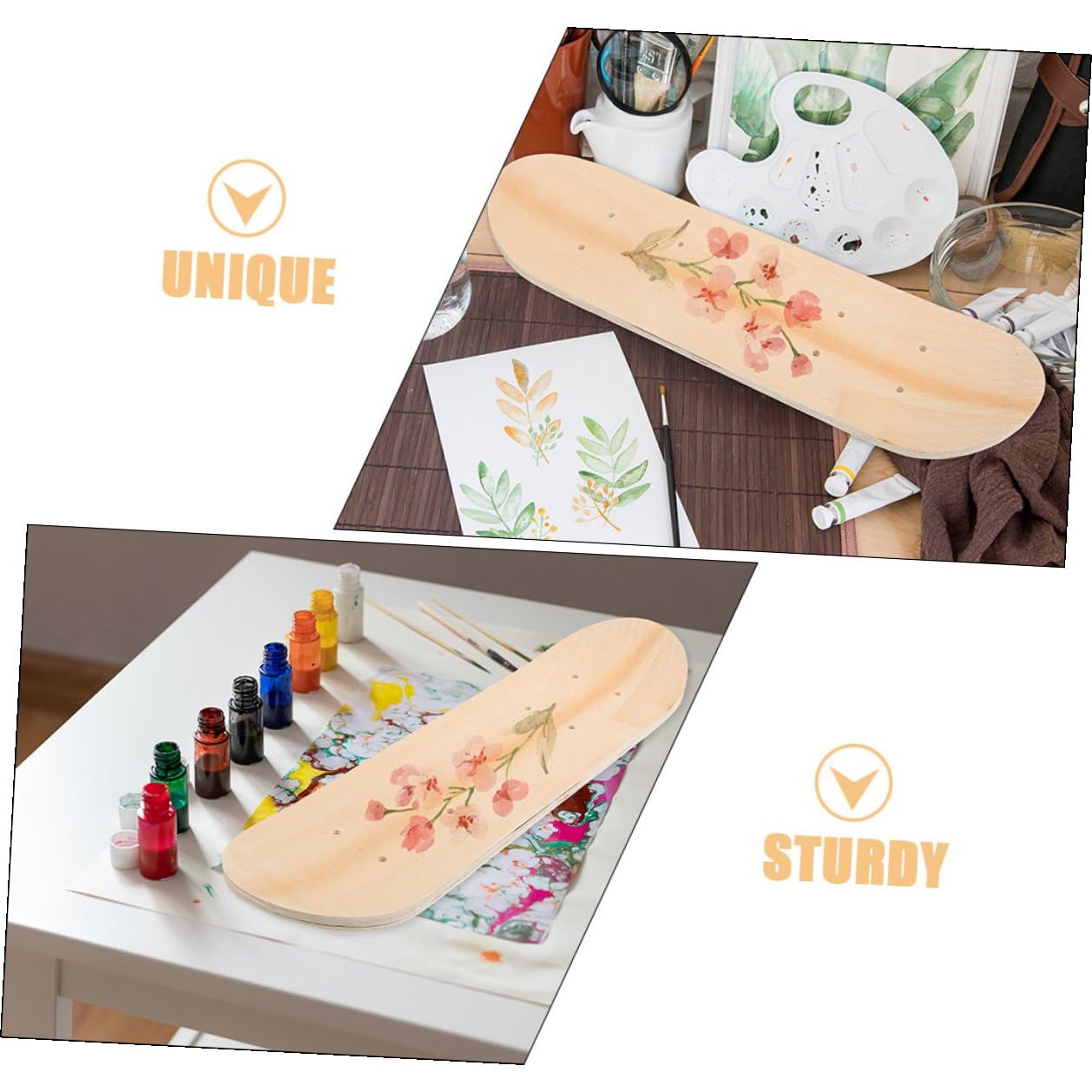 SUPVOX Planche de Skateboard Vierge DIY, Lot de 2, Bois D'érable