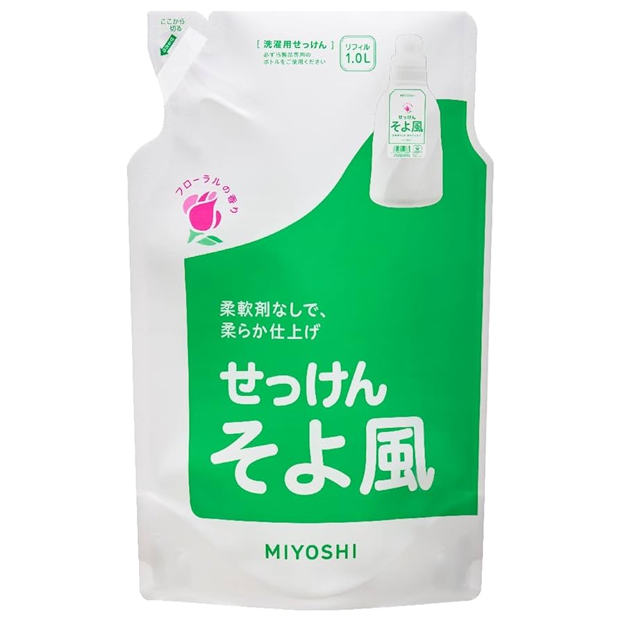 ミヨシ石鹸 そよ風  2.16㎏　6袋 Amazon | 液体せっけんそよ風 リフィル 1000ml | MIYOSHI | 液体洗剤