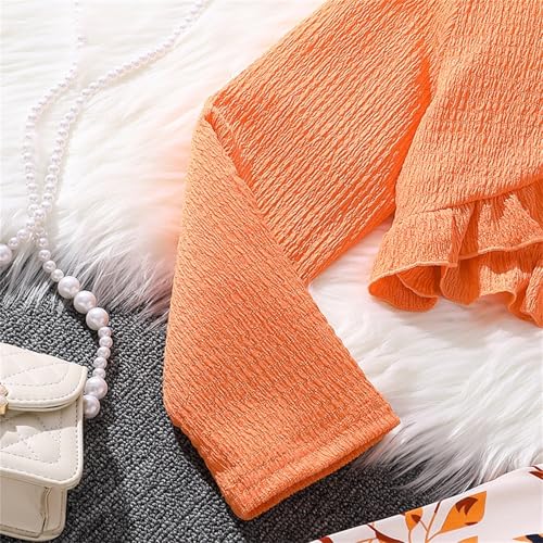 Girls Fall Dress&Cardigan Sets 2Pcs Kids Girl F𝐚llen Leaves Sleeveless Tunic Dress+Long Sleeve Ruffle Cardigan4