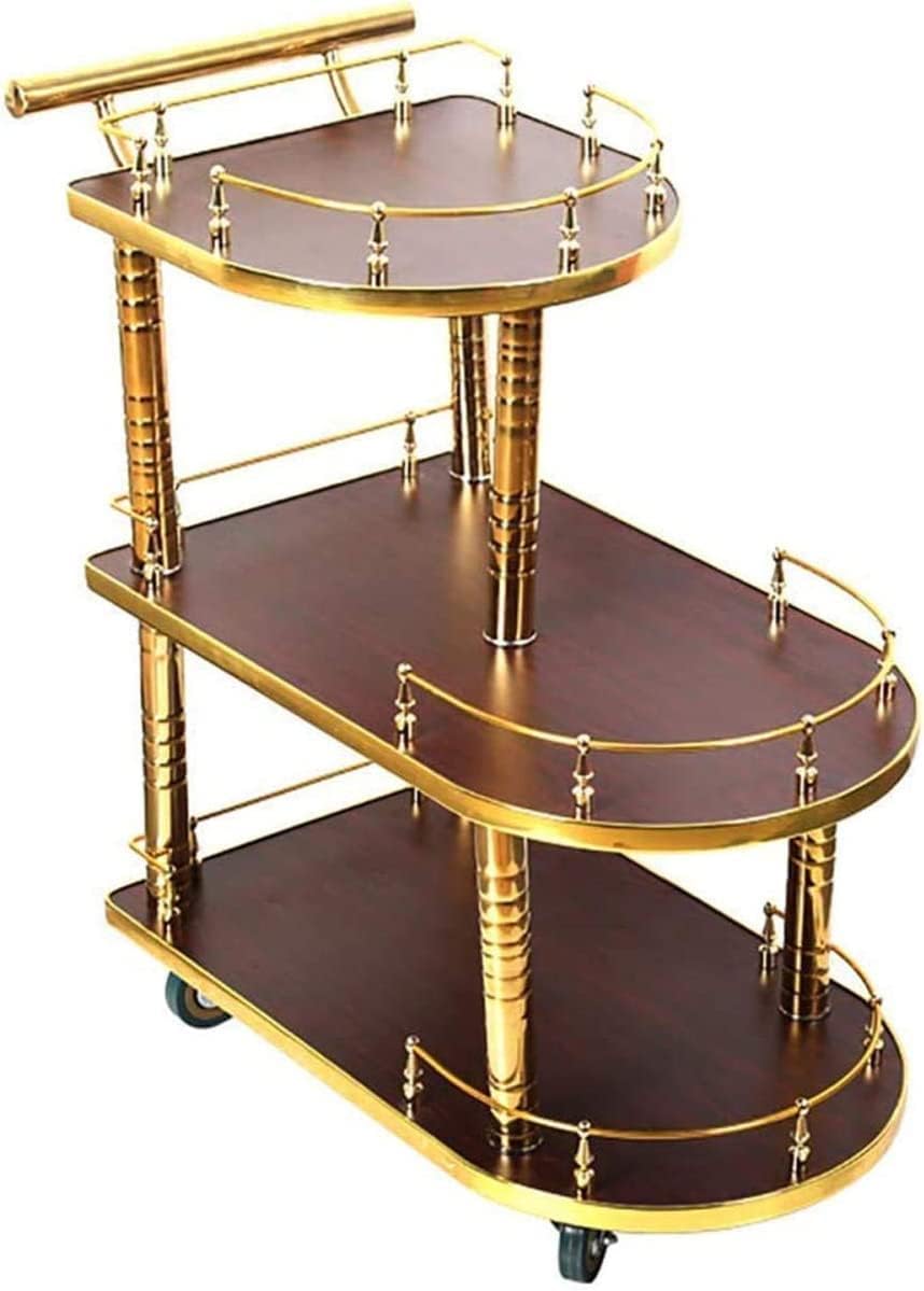 Serving Trolley Kitchen Trolley Storage Trolley Bar Cart 3 Tier Bathroom Kitchen Portable Metal Storage Home Tea Coffee Drink Trolley,