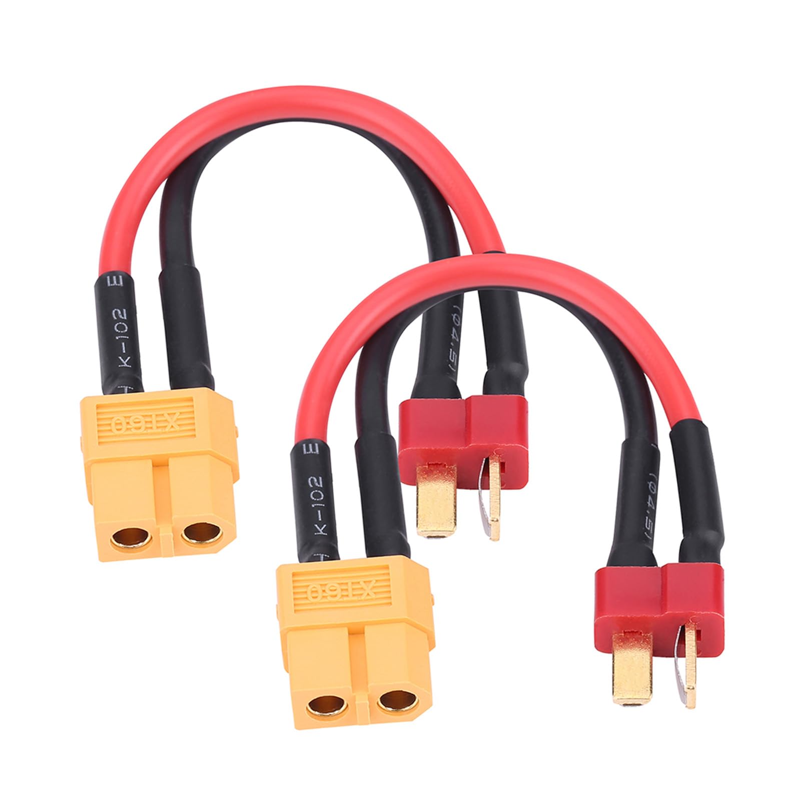 2 szt. Kable z Adapterem Wtyczki XT60 na T, Złącza Męskie na żeńskie, Kabel o Dużej Wytrzymałości 14 AWG, Odpowiedni do Większości Konfiguracji ładowania, długość 10 (Wtyk T