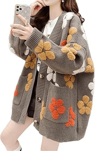 Fall Kawaii Flowers Japanese Harajuku Preppy Knit Kimono Cardigan