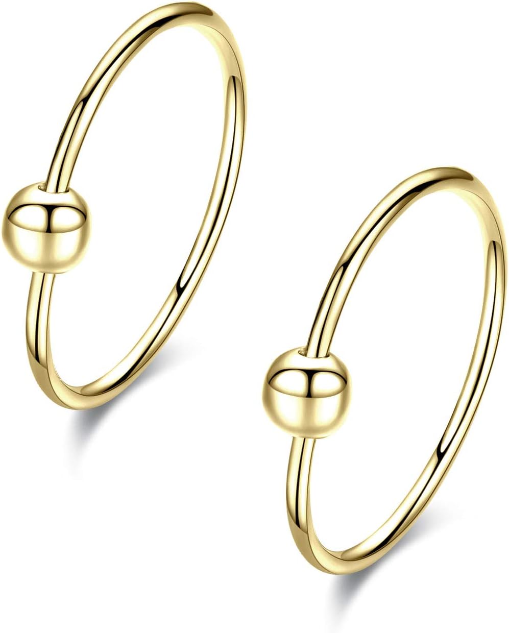 Sterling Silver Cartilage Earrings Gold/Black/Rose Hypoallergenic Mini Tiny Small Huggie Hoops Ear Piercing Helix Endless Ball Bead Nose Sleeper Earrings for Women