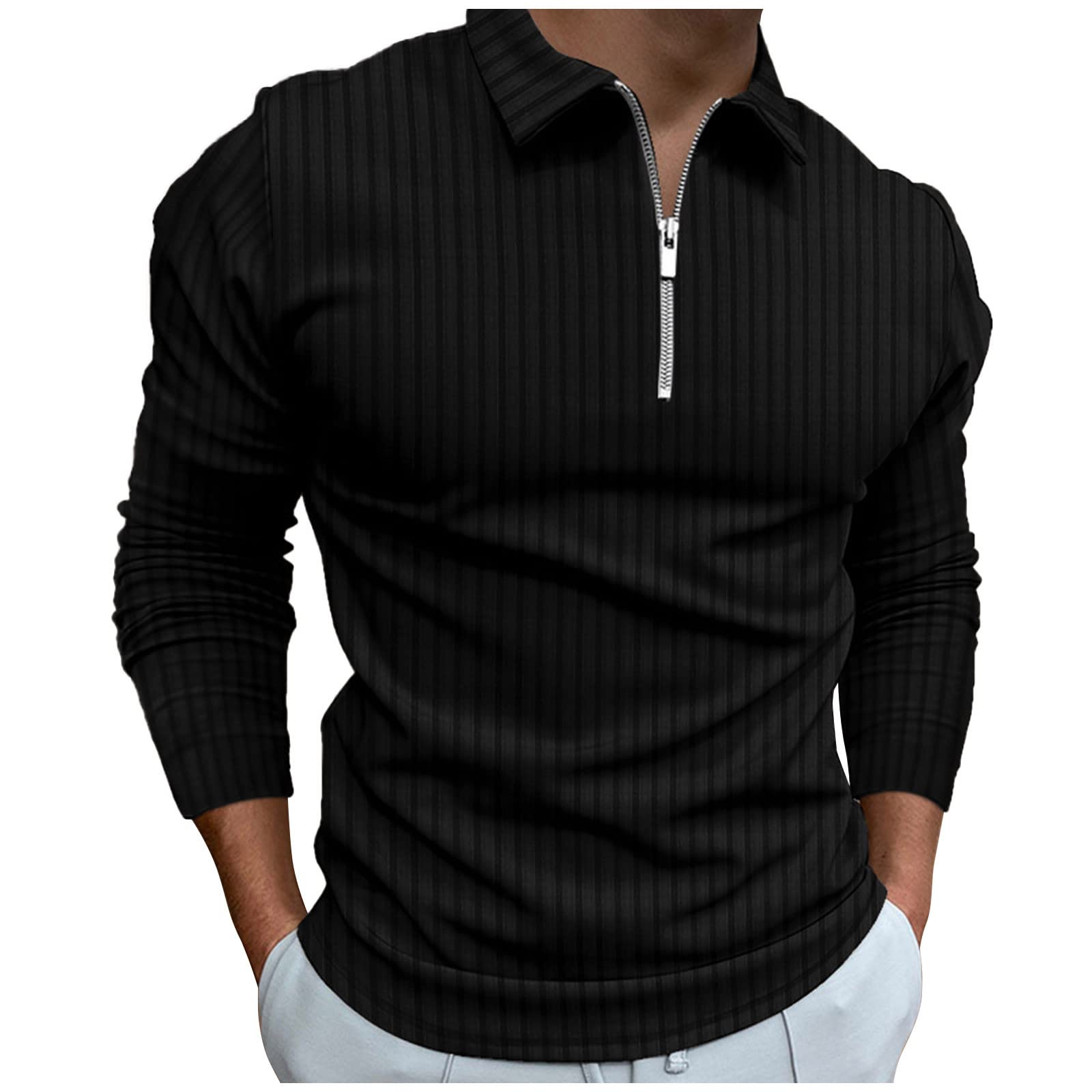 LAOSU Polo para hombre de gran tamaño, sin etiqueta, botón alto descontratado, confort Polo de manga larga para hombre Otoño camisa Polo hombre manga larga marca en equilibrio Polo Mariniere
