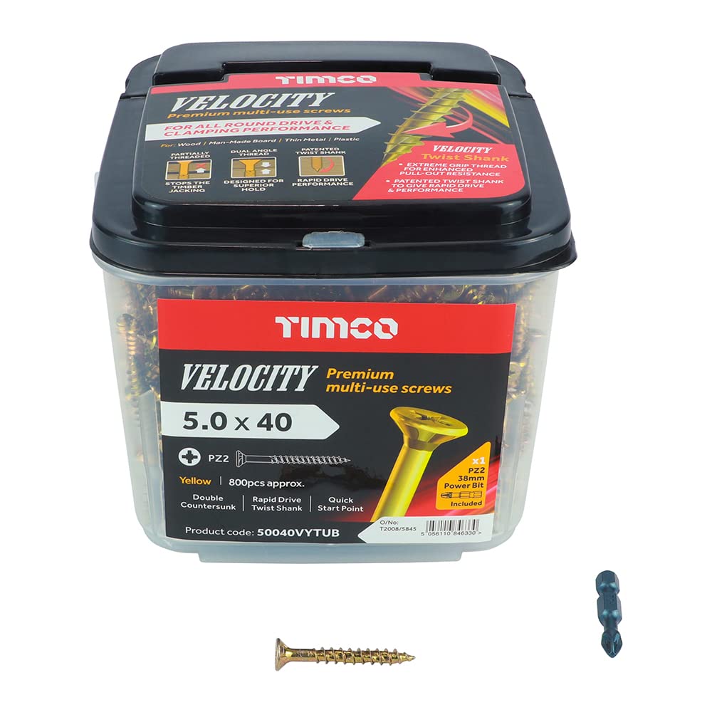 TIMCO Velocity Premium wielofunkcyjne wkręty do drewna z łbem stożkowym - 5,0 x 40