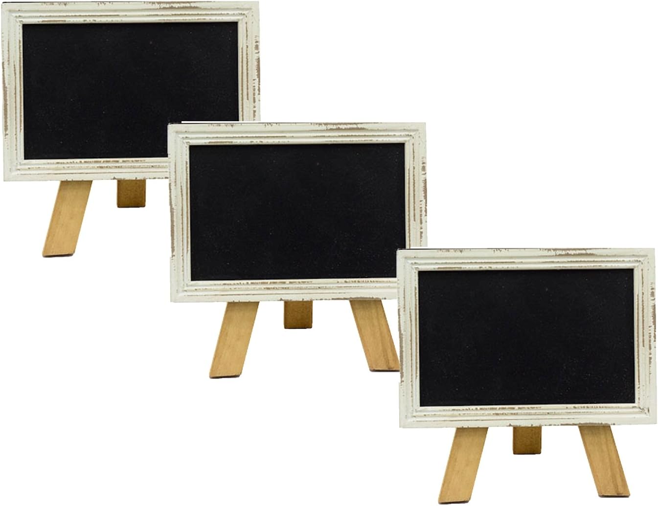 Mini Free Standing Wood Frame Chalkboard for Counter - 6-in White - Set of 3