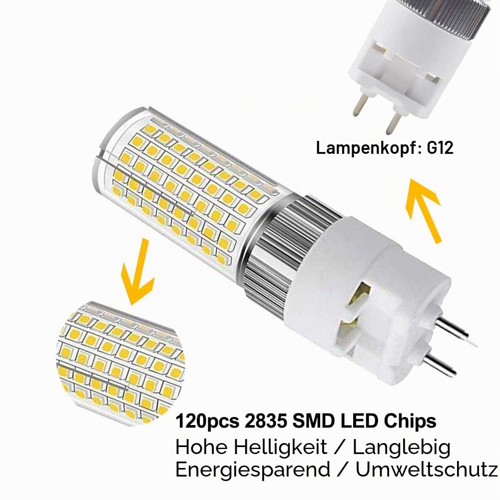 G12 LED-Glühbirne 16W, Bi-Pin Corn Bulb (Äquivalent 150W Halogenlicht), 3000K 1600 Lumen Mais Licht, Deckenleuchte Flutlicht für Haus Straße Garage Landschaft Lagerhaus, 4er-Pack (Warmweiss)