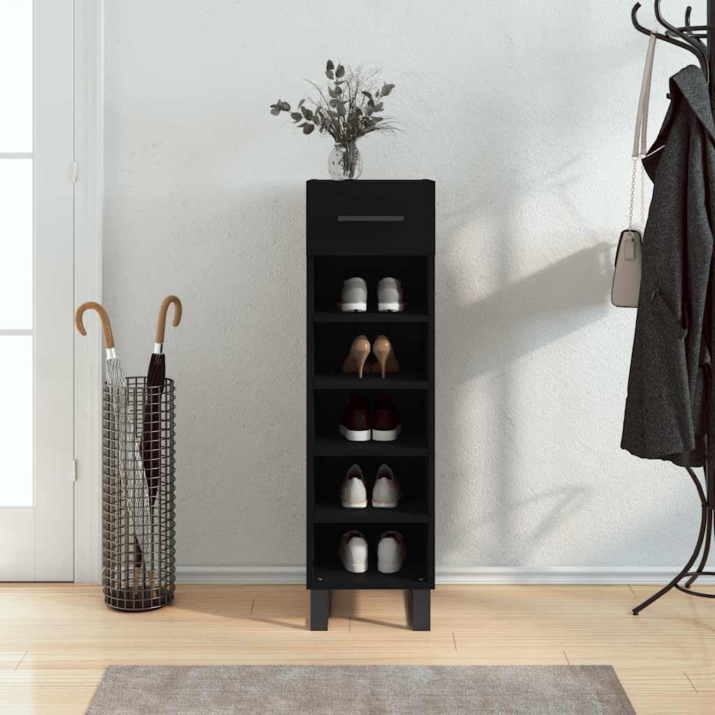 Meuble à chaussures noir fin et stable pour résoudre le manque de place dans les couloirs étroits