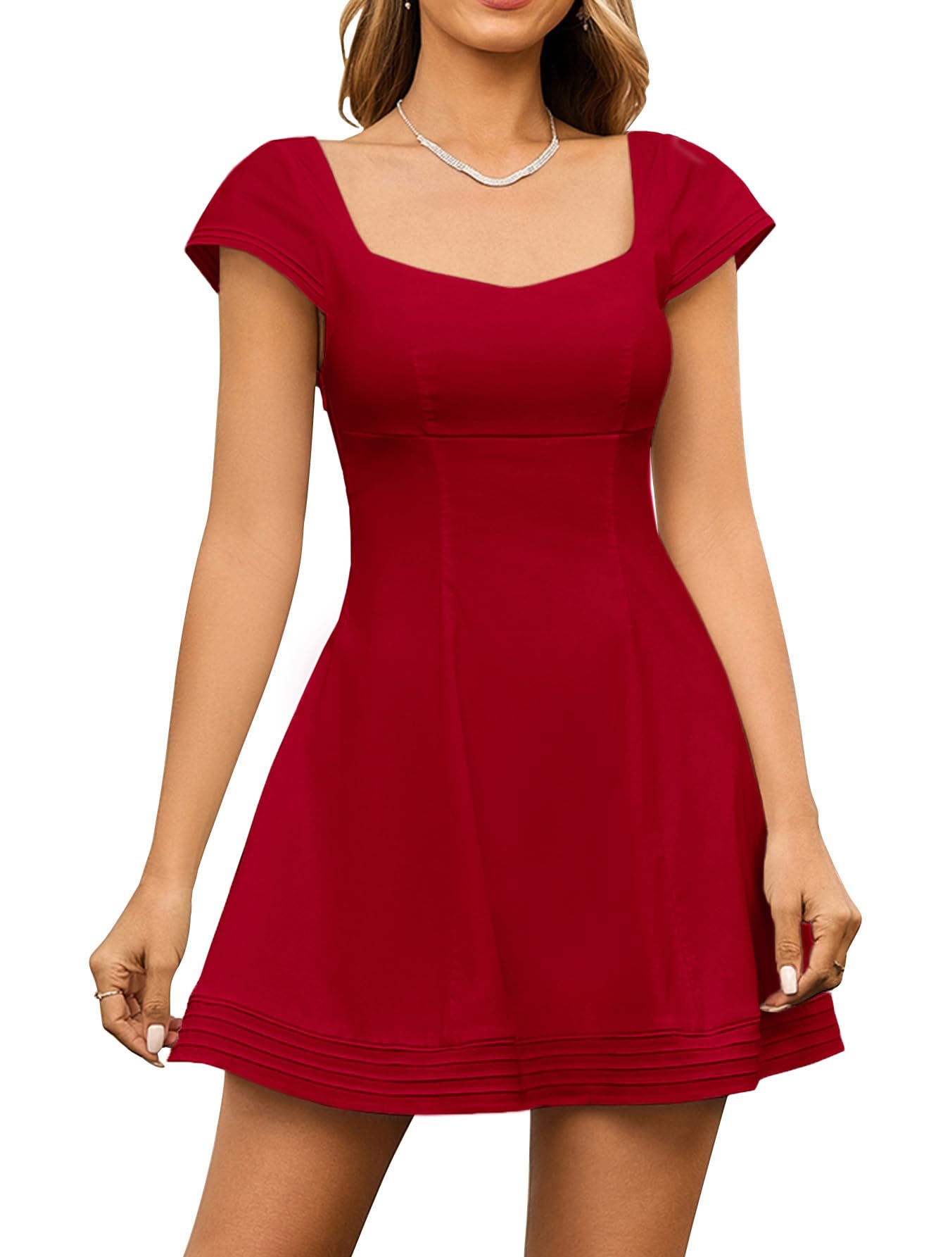 URYIAO Cap Sleeve Mini Dress Women Graduation Homecoming Summer Short Dress | Going Out Birthday Party Dresses, Sweetheart Neckline, Cute Flowy A Line Sundress