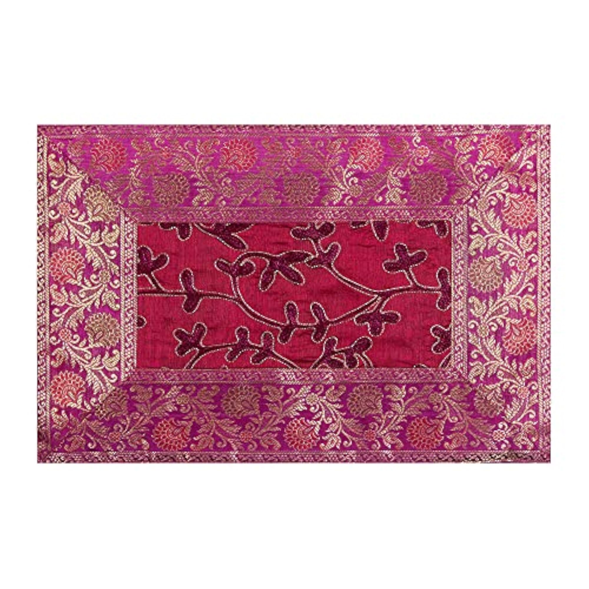 Pink Dining Table Place Mats, Silk, 6 Pcs Set