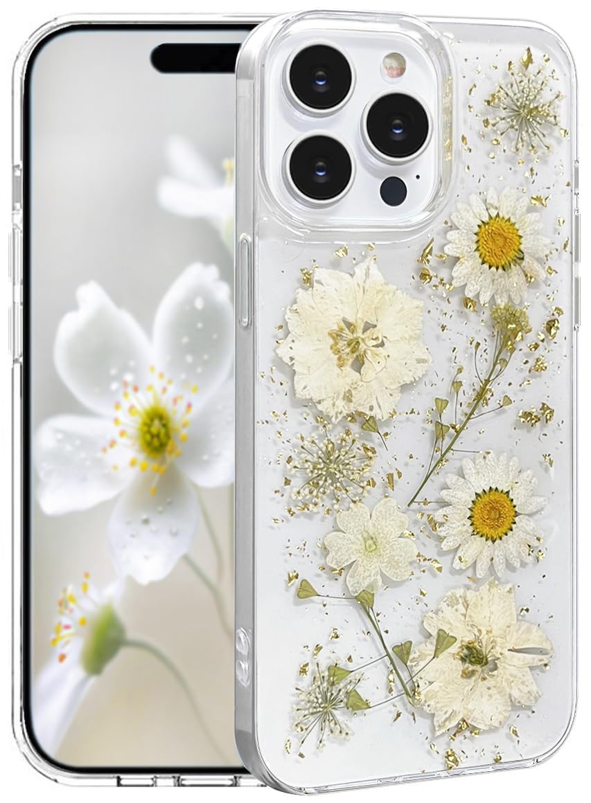 Abbery für iPhone 15 Hülle Blumen Muster Durchsichtig Mit Ge