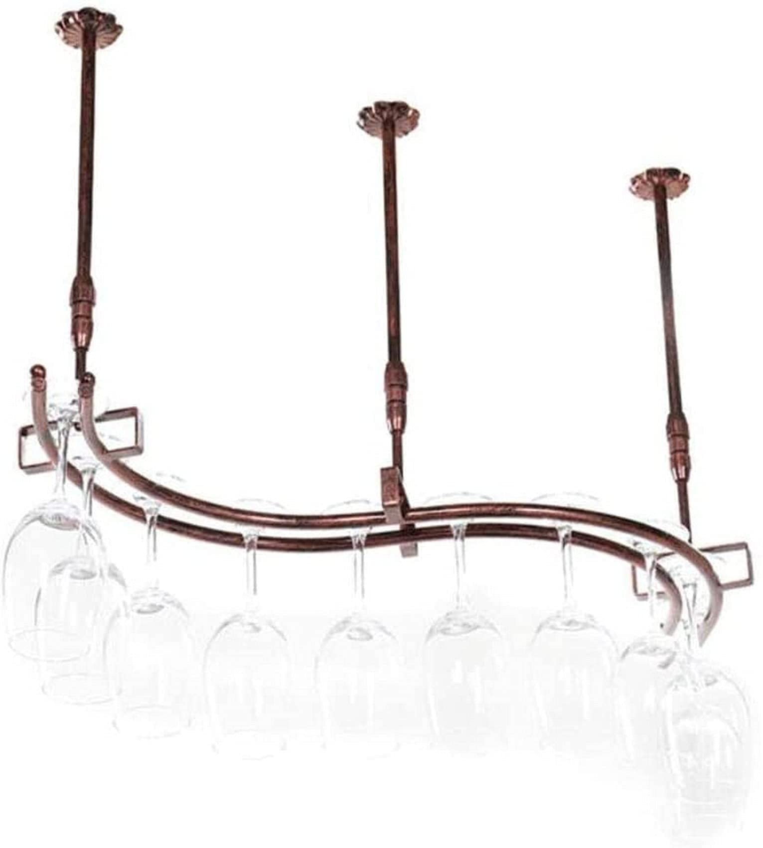Soporte de vino colgante con portavasos regulable en altura para techo de bar o restaurante