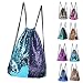 ZTMY Glitter Sequins Backpack Drawstring Backpack Sackpack Bling Shining Bag Shoulder Bag (Blue Purple)