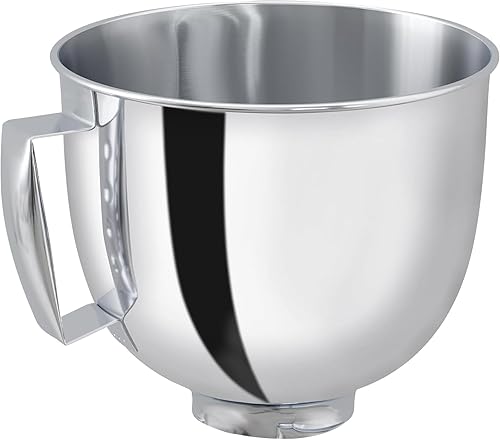 Miniatura 8 de IAGREEA Tazón de acero inoxidable para mezclador KitchenAid de 4.5 a 5 cuartos de galón, con mango de alta calidad 304, mezcladores de repuesto,