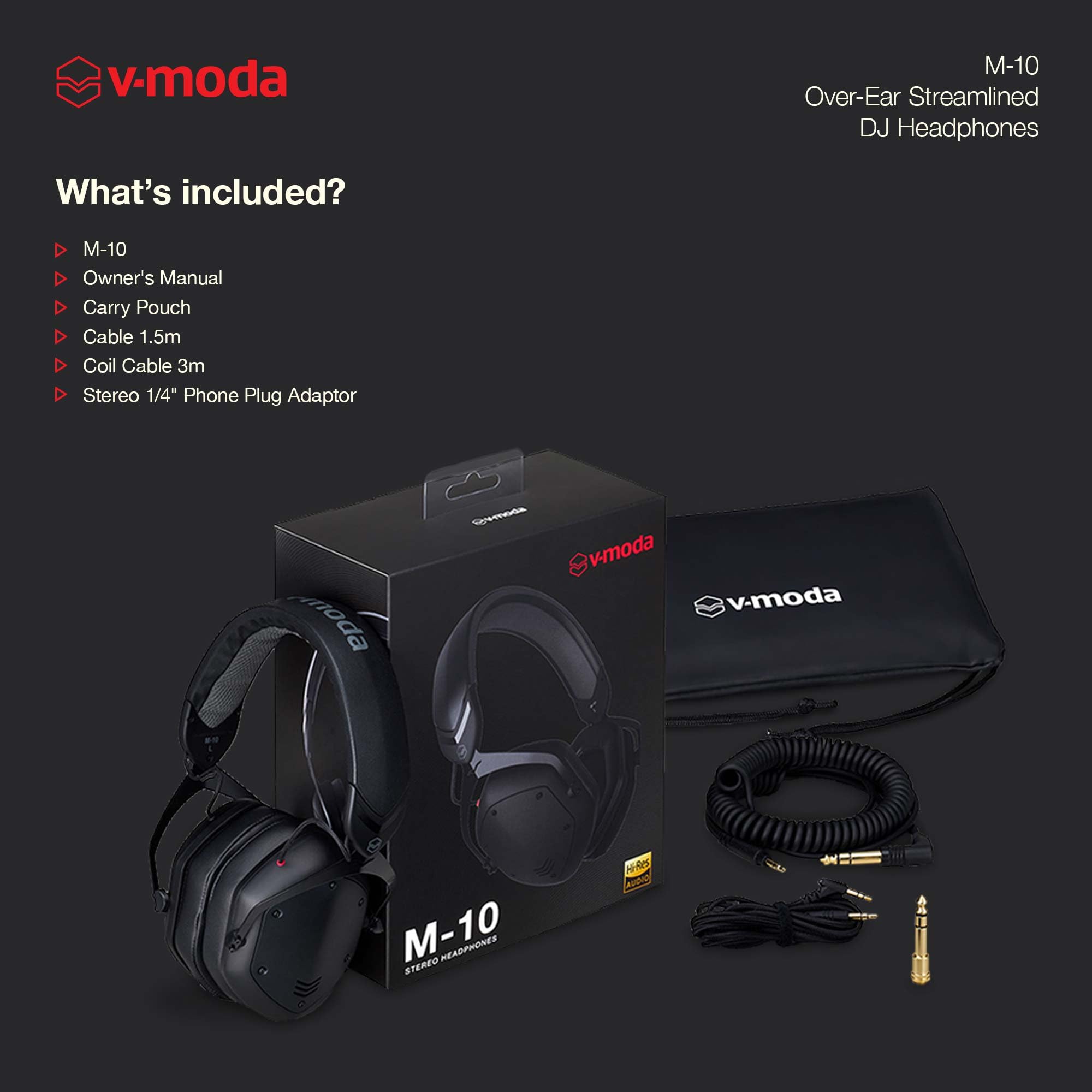 V-Moda M-10 | Essenziali cuffie circumaurali per DJ | Ottimizzate per i DJ e la musica dance | Bassi profondi e gamma acuta definita | Imbottiture in memory foam per lunghe sessioni | Nere