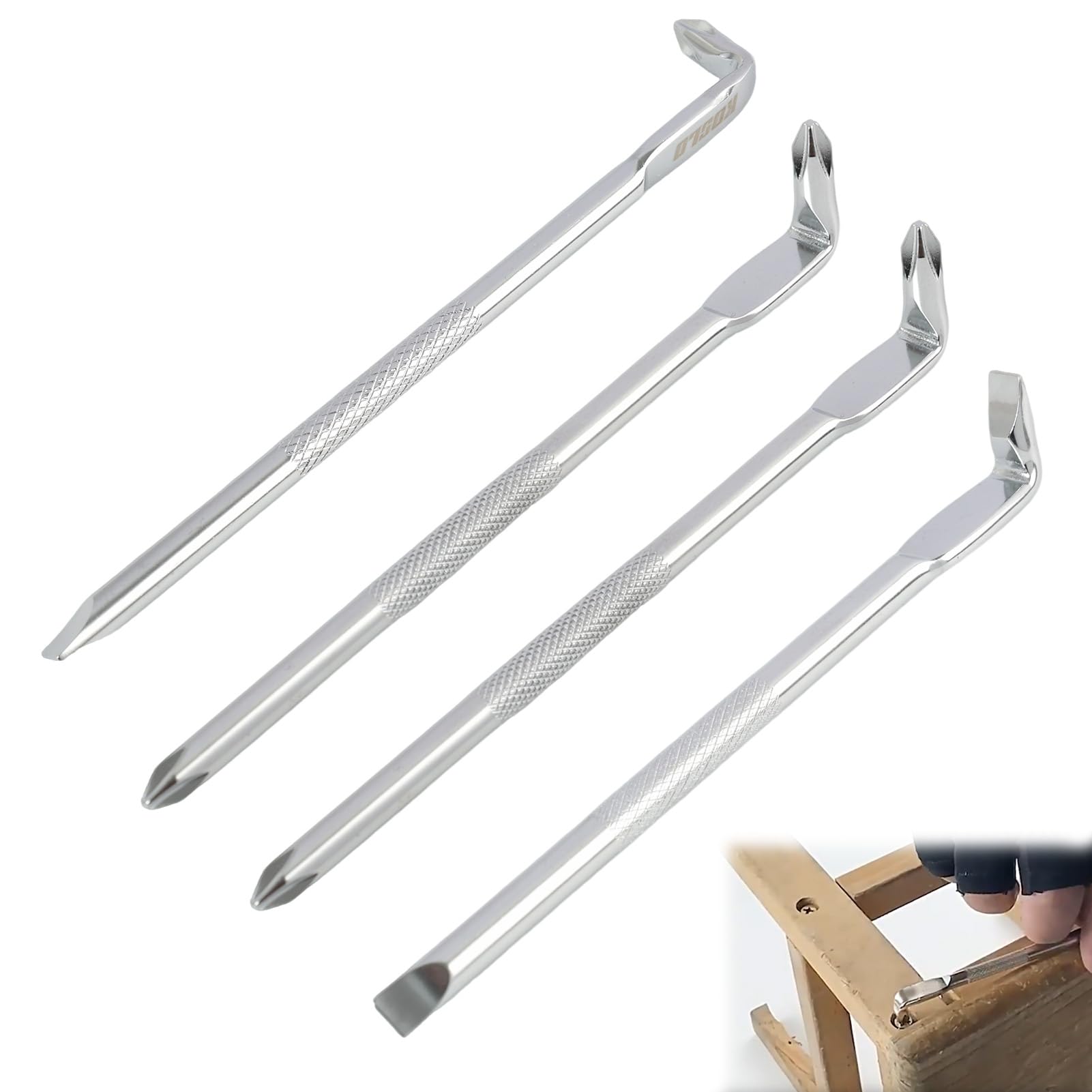 4 PCS Offset Screwdriver Set, L Type S2 Steel Right Angle Screwdriver, Strong Magnetic Phillips Screwdriver and Flat Head Screwdrivers, Double End Magnetic Screwdriver Sets for Tight Space Operation