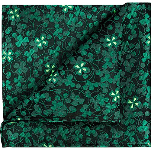 KissTies Green Pocket Square Irish Napkin St. Patricks Clover Pattern Handkerchief