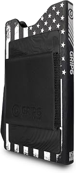 GRIP6 USA Black Flag No Loop Black Money Band Slim Wallet for Men and Women Minimalist Wallet with RFID-Blocking Technology Compact Credit Card Holder for Men Made in the USA Aluminum Body