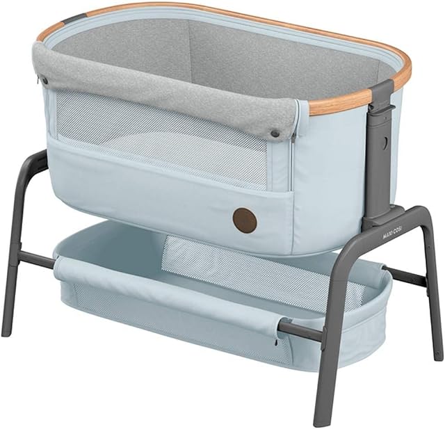 Maxi-Cosi Iora Co-Sleeper, Bedside Crib with Easy Slide Function, Suitable from Birth, 0 Months - 9 kg, Essential Grey