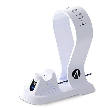 Stealth V White Charging Station with Headset Stand (PS5)