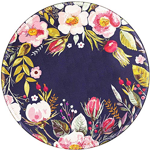 BOSOBO Mouse Pad, Art Design Beautiful Flowers Round Mousepad, Customized Gaming Mouse Mat for Laptop, Computer & PC, Stitched Edges, Non-Slip Rubber Base, Enhanced Thickness, Waterproof,