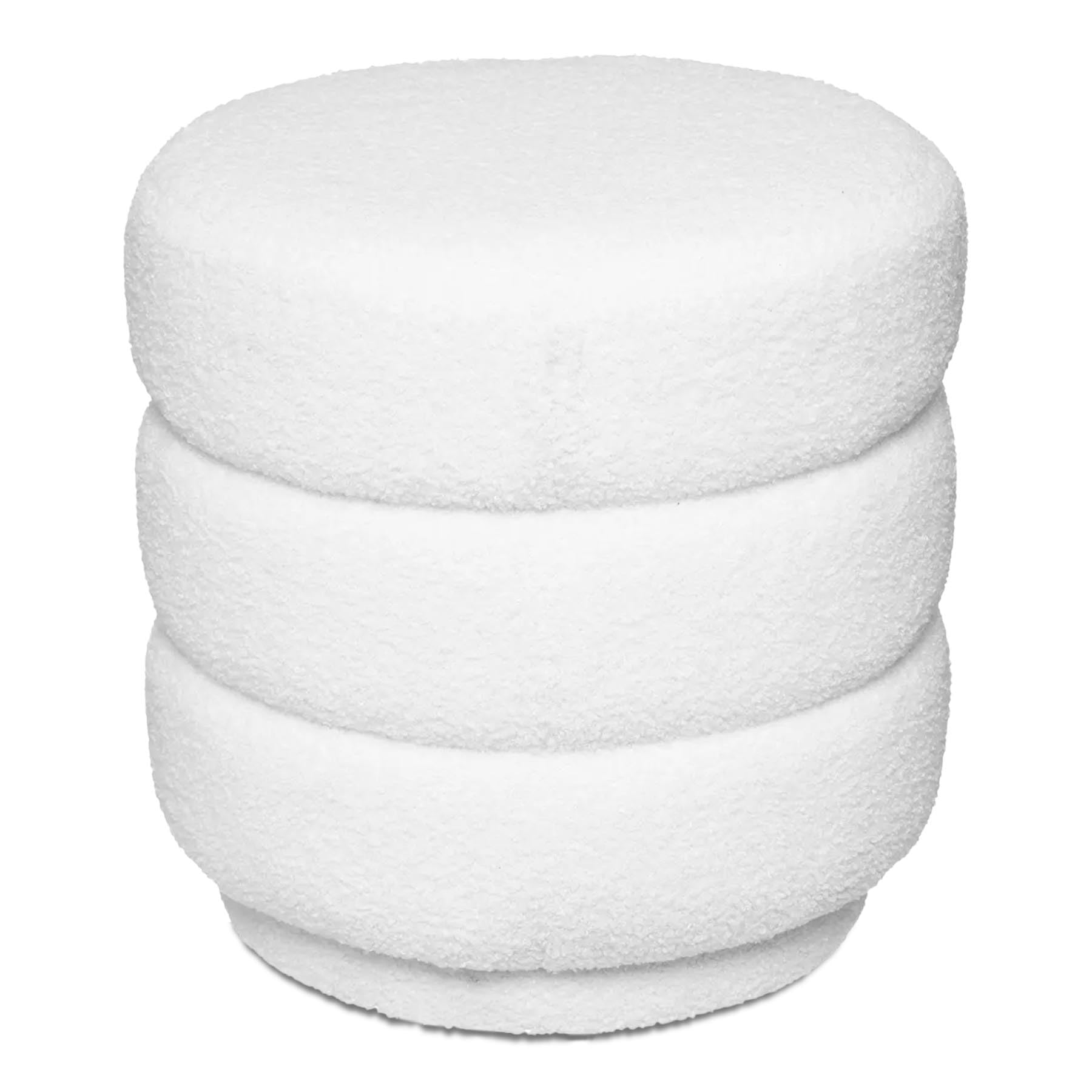 TIENDA EURASIA – Puff Sinan | Material de Revestimiento Tela de Rizo | Puff | Medidas 40 x 40 cm | Color Blanco | Material de Tapicería Espuma de Poliuretano | Redondo | Puff Salon