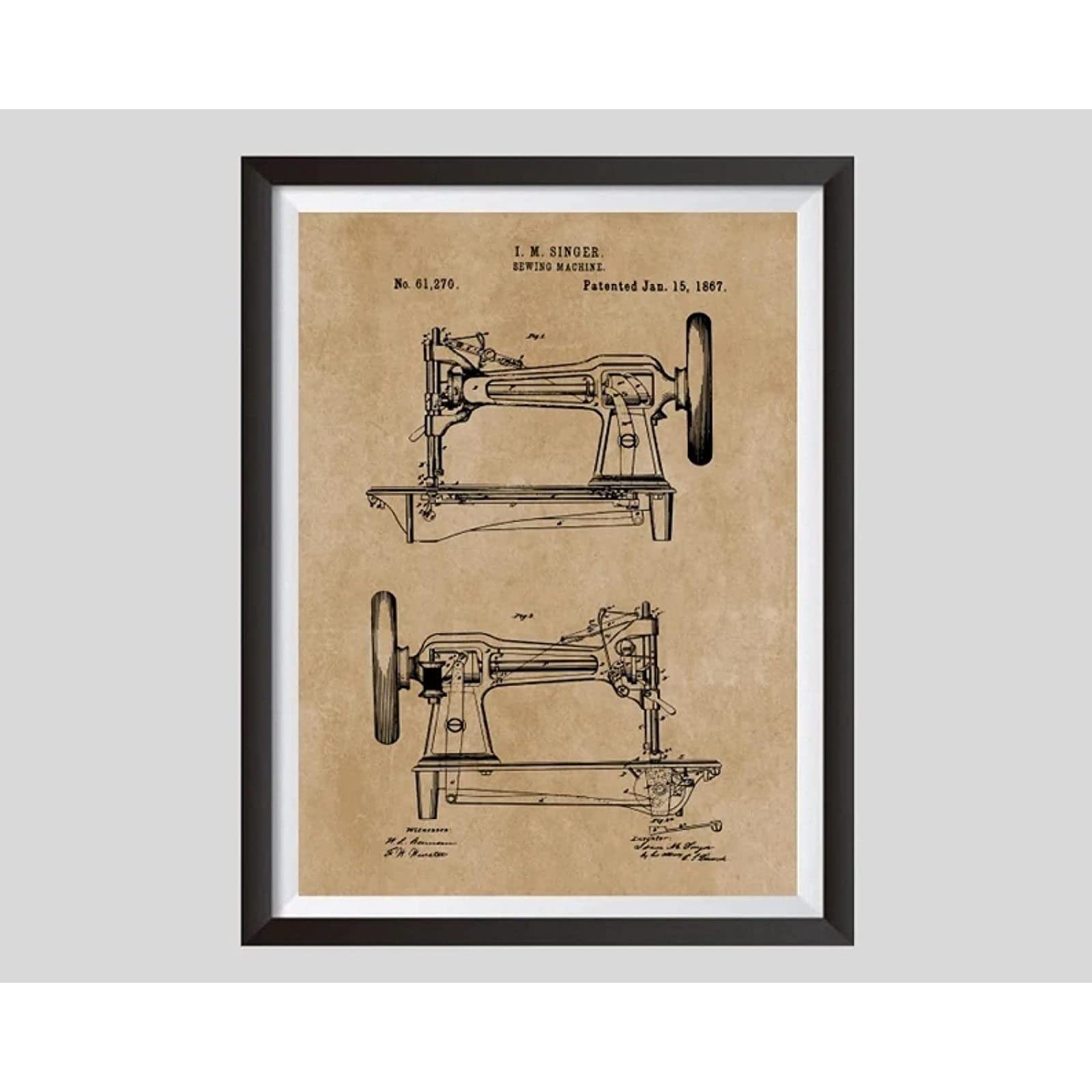 Amazon｜キャンバスに印刷ヴィンテージミシンアートパネル