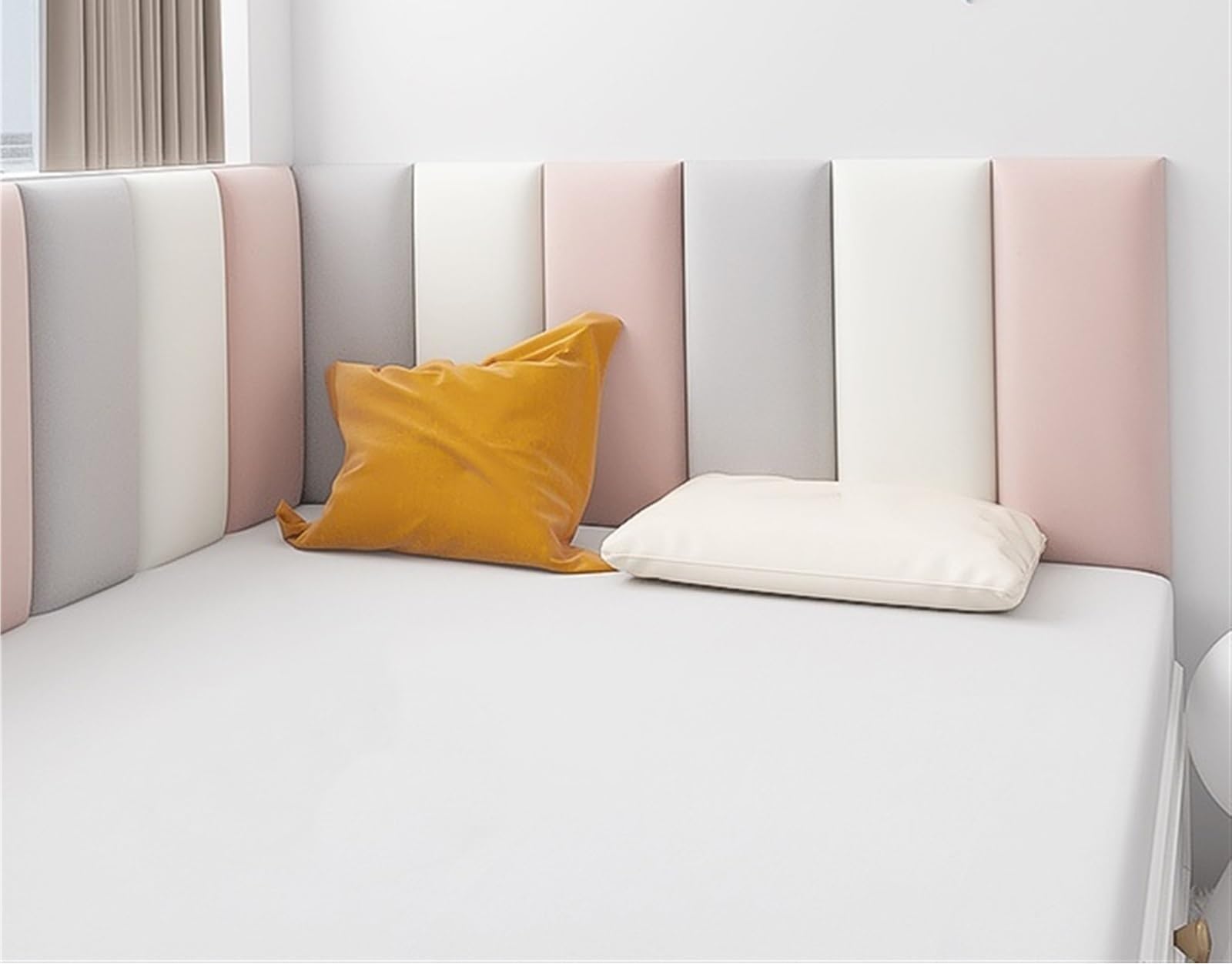 Pannelli Imbottiti 3D Antiurto Per Pareti - Adesivi Morbidi Per Camera Da Letto, Soggiorno E Zone Bambini (#Grigio Artico, 20x50 Cm) - Foto 2