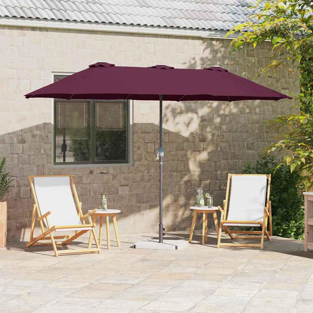 Parasol de jardin rouge bordeaux inclinable et manivelle aluminium 370cm