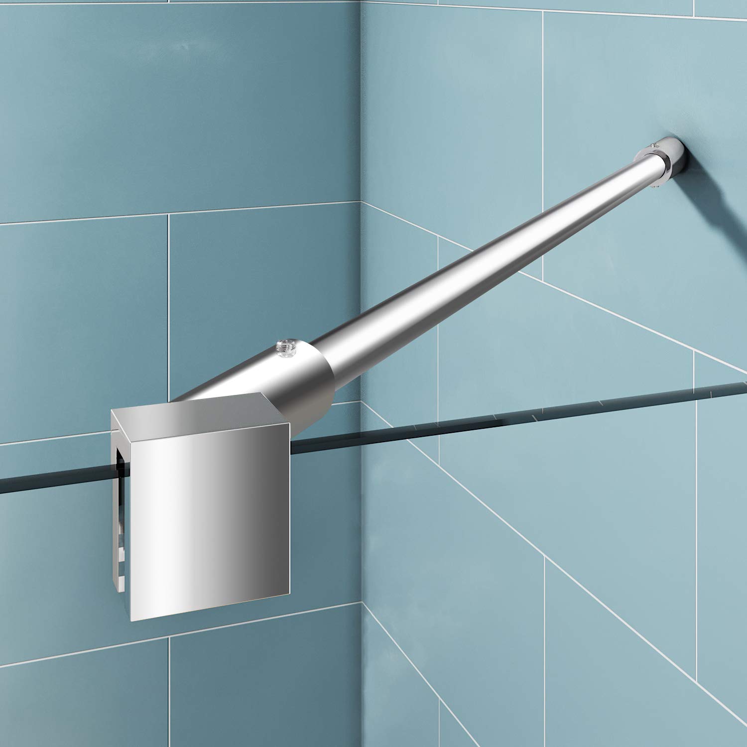 ELEGANTE Parete Vasca da Bagno Doccia 120x140cm, Parete Sopravasca, con Barra Stabilizzatrice, Smerigliato Vetro Trasparente 6mm per Vasca da Bagno, Attacco Vasca, Parete Doccia