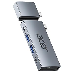 Acer 6 in 2 Detachable USB C Mac HDMI Adapter Multiport Hub Dongle for MacBook Pro/Air M3 M2 M1 13"-16" with 4K@60Hz, Compatible with Thunderbolt 3/4, 100W PD Charging, 2 USBA & 2 USBC 3.0 Data Ports