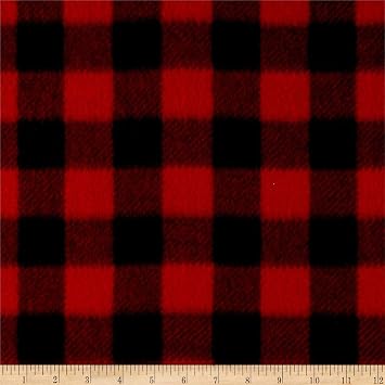 Baum Winterfleece Buffalo Plaid Red, Fabric by the Yard